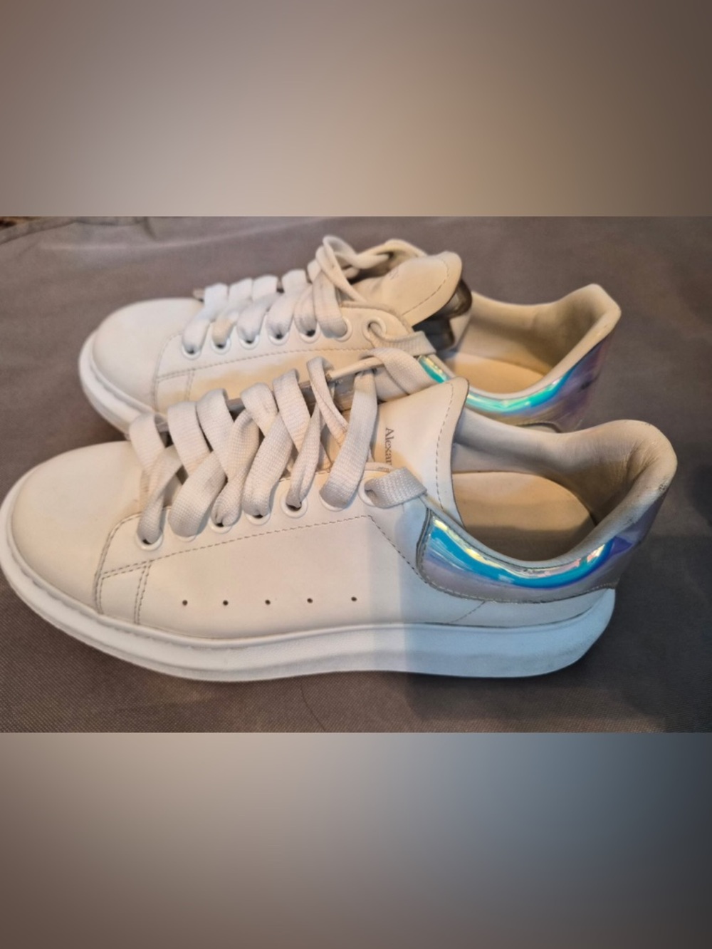 Alexander McQueen White Sneakers with Iridescent Heel